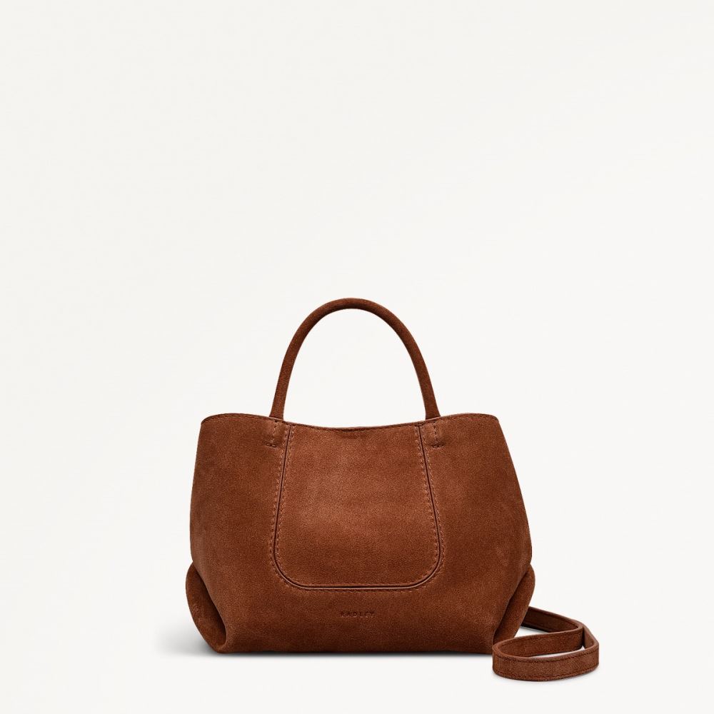 Women's | Radley London The Compton - Suede - Small Ziptop Grab - Russet