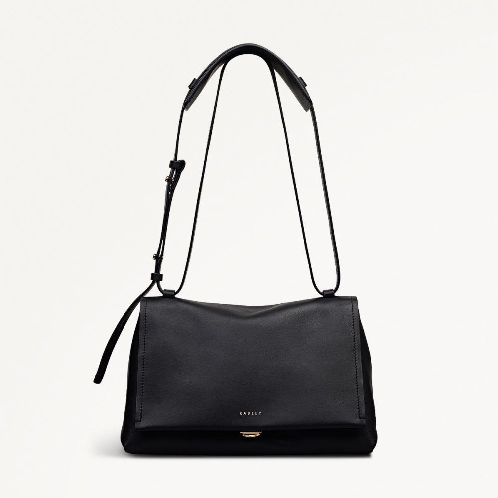 Women's | Radley London Mercer Street - Medium Flapover Shoulder - Black