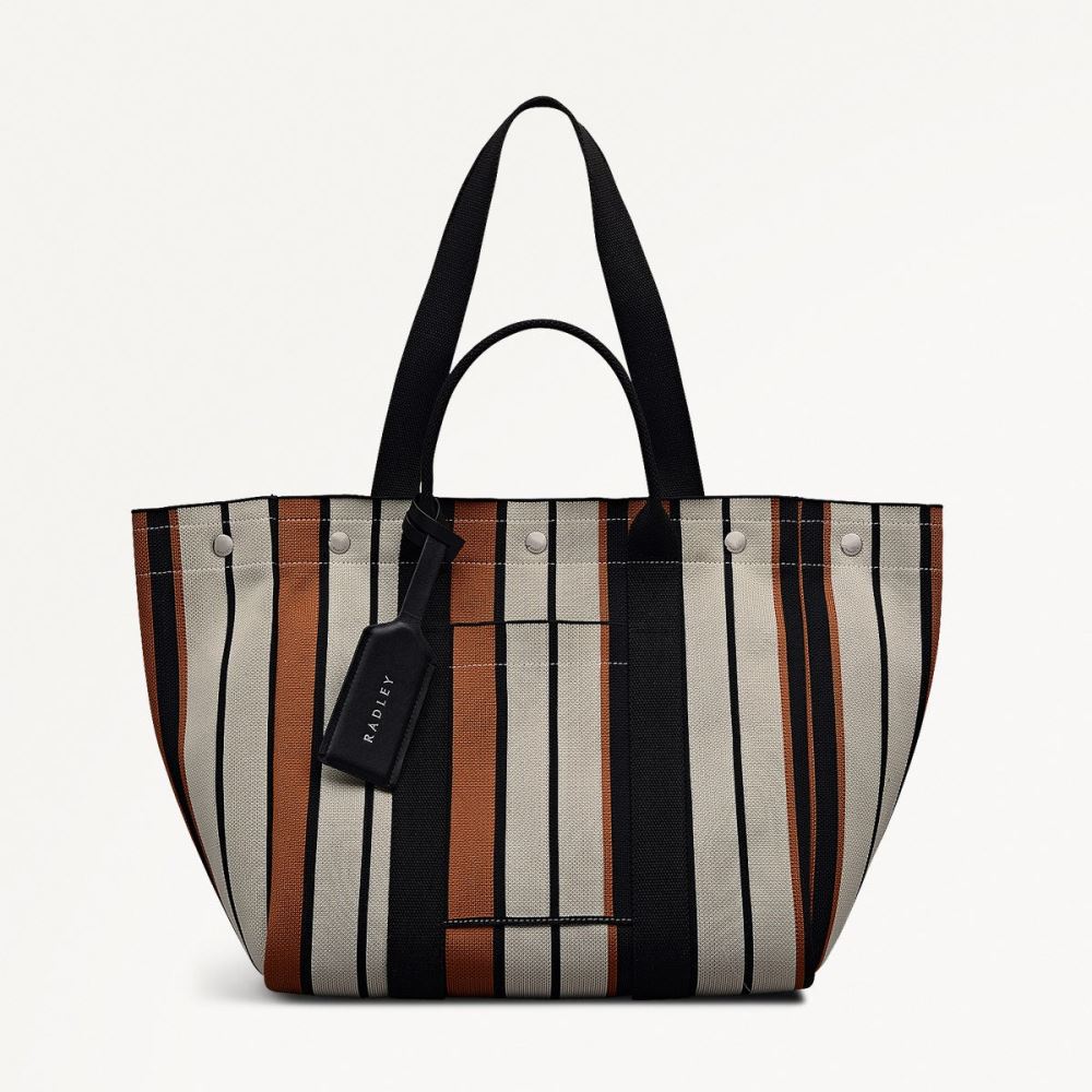 Women's | Radley London Hadleigh Place - Stripe - Large Open Top Tote - Snow