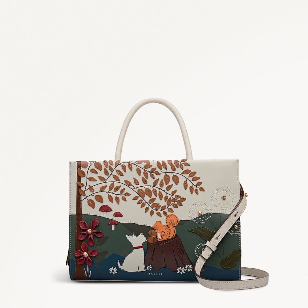 Women's | Radley London Autumn Leaves - Medium Ziptop Grab - Snow