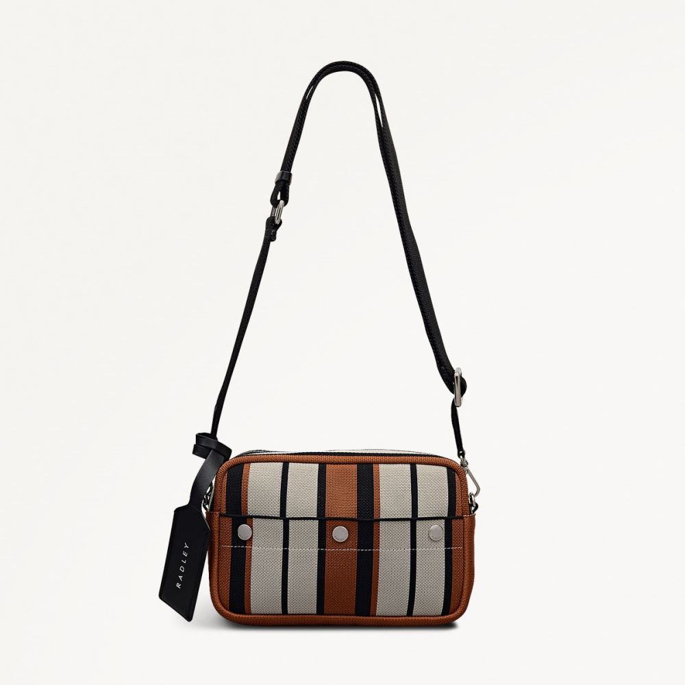 Women's | Radley London Hadleigh Place - Stripe - Small Ziptop Cross Body - Snow